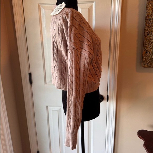 Altar’d State Women's Mocha Cable Knit Cropped Sweater NWT - Picture 3 of 10